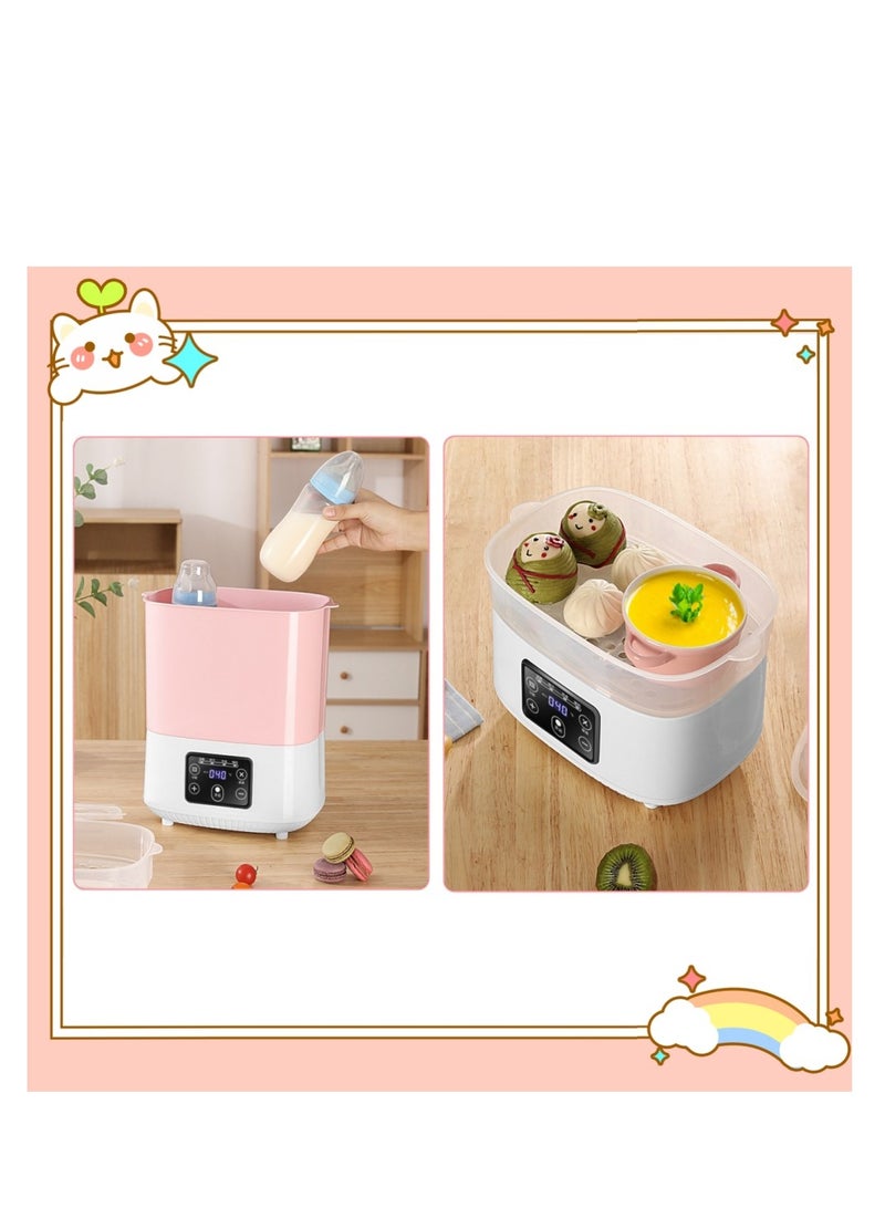 MIXDE 5 in 1 Baby Milk Warmer Bottle/Sterilizer，Baby Bottle Sterilizer, Electric Steam Bottle Sterilizer and Dryer, Universal Fit for All Baby Items Accessories（Pink） - Image 2